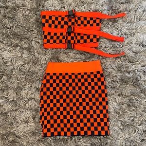 checkered tube + skirt set